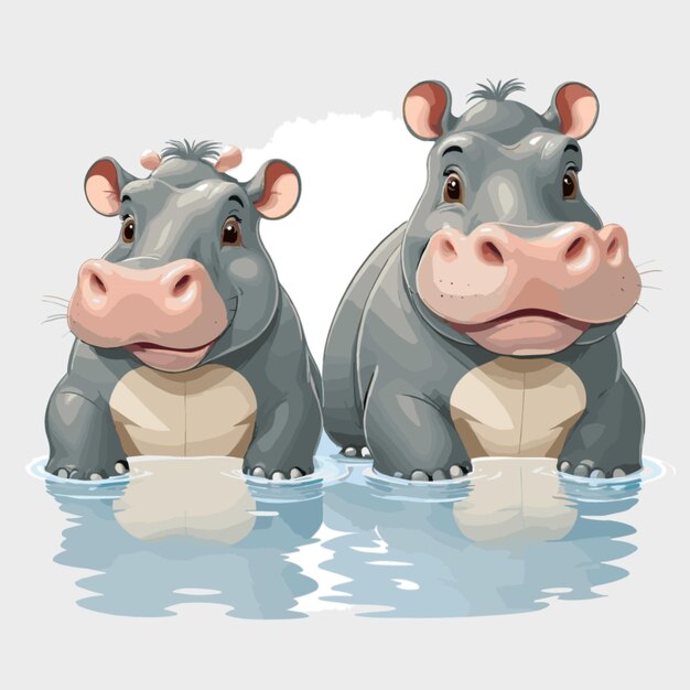 Vector hippo vector on a white background