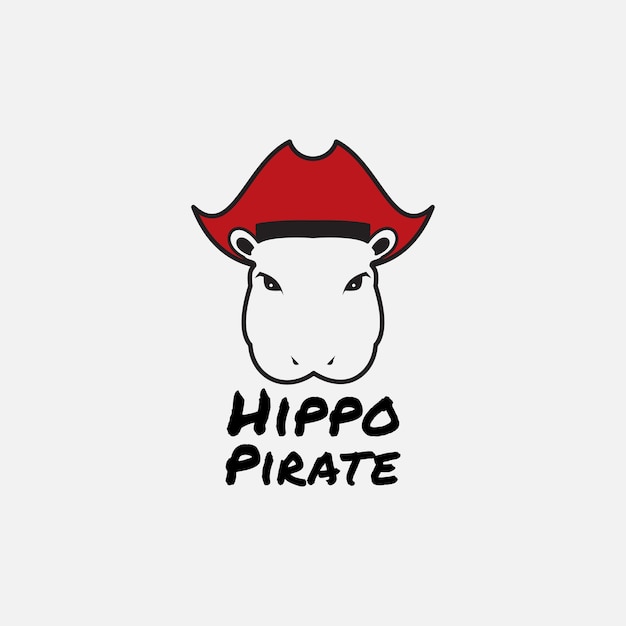 HIPPO  WITH HAT PIRATE LOGO DESIGN