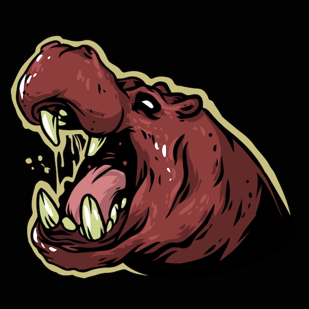 hippopotamus angry head design