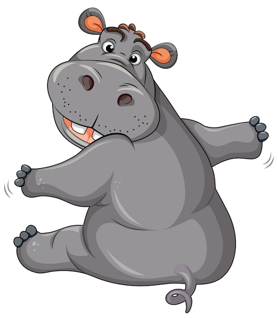 Hippopotamus In Cartoon Style