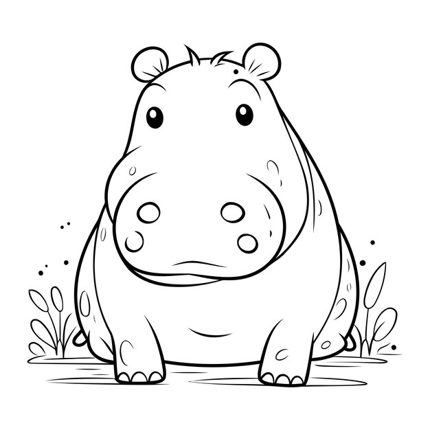 Vector hippopotamus coloring book for adults vector illustration