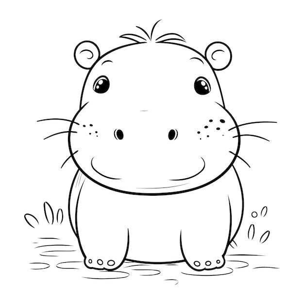 Hippopotamus Coloring book for children Vector illustration