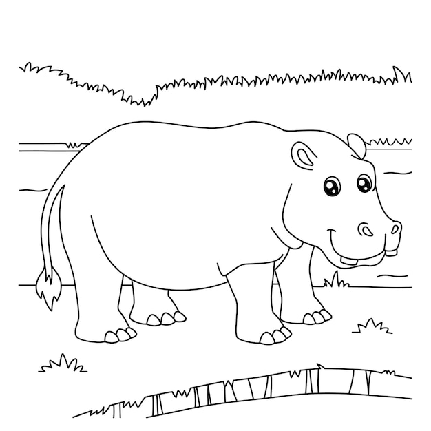 Hippopotamus coloring page for kids