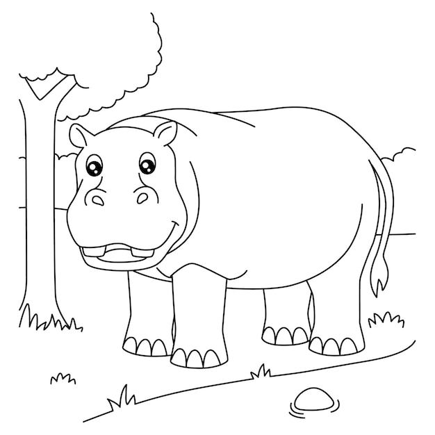 Hippopotamus Coloring Page for Kids