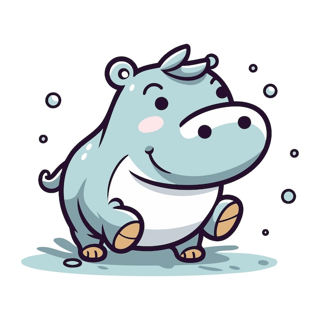 Vector hippopotamus cute cartoon animal vector illustration