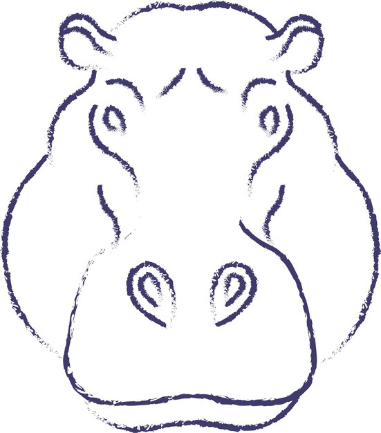 Vector hippopotamus face hand drawn vector illustration