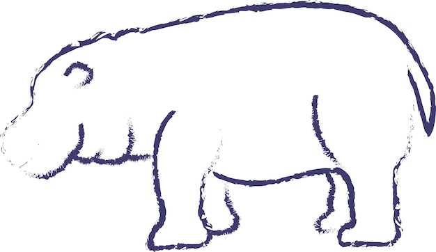 Бегемот, нарисованный вручную векторной иллюстрацией