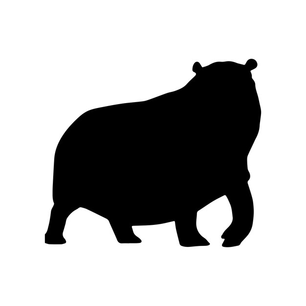 hippopotamus silhouette set collection isolated black on white background vector illustration