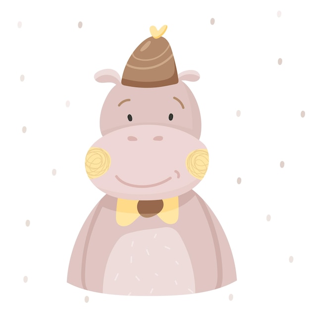 Vector hippopotamus in a sleeping cap