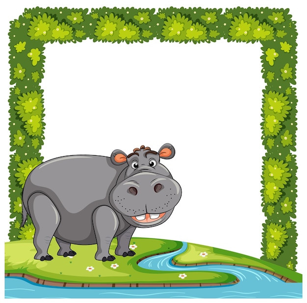 Hippopotamus with banner template