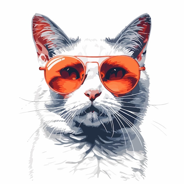 Vector hipster cat illustration