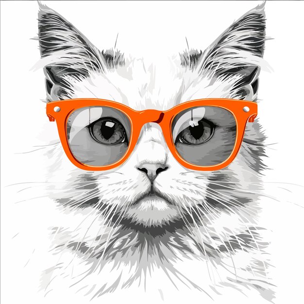 Vector hipster cat illustration