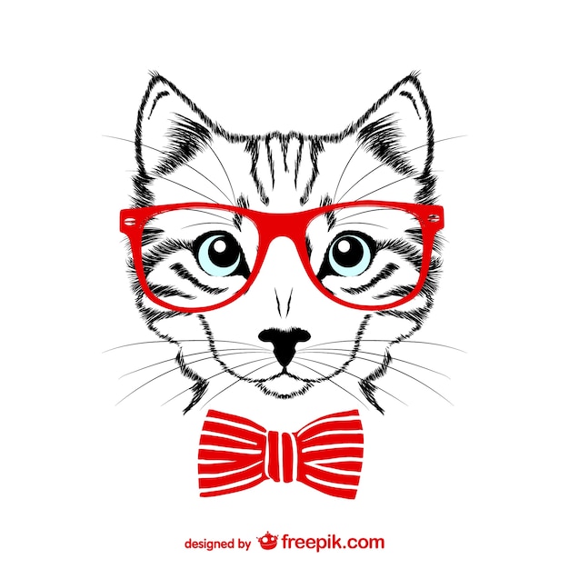 빨간 안경 Hipster 고양이