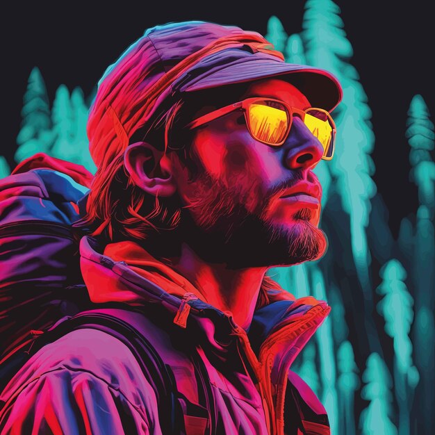 hipster in a colorful foresthipster in a colorful forestportrait of a man with sunglasses