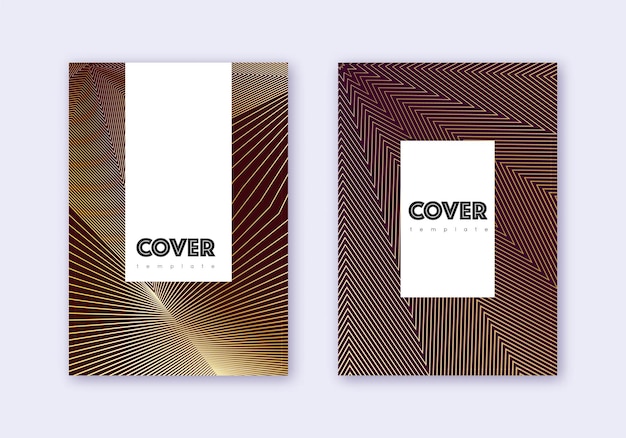 Hipster cover design template set gold abstract l