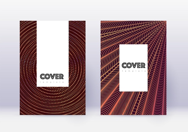 Hipster cover design template set Orange abstract