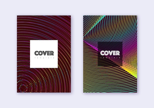 Hipster cover design template set Rainbow abstrac