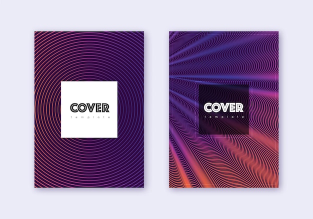 Vector hipster cover design template set violet abstract