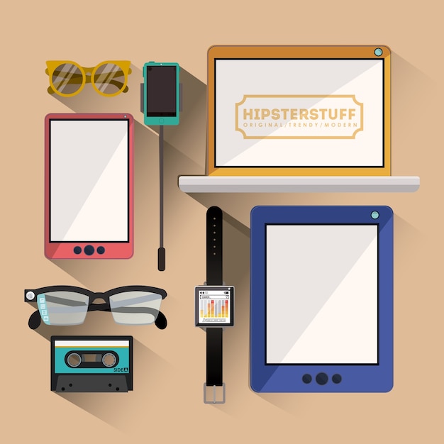 hipster design over beige background