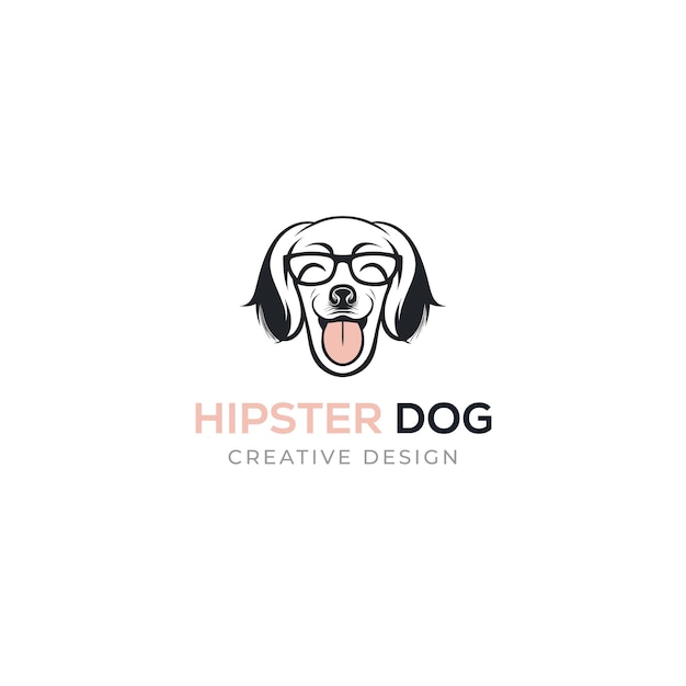 Vector hipster dog logo design