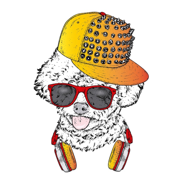 Vector hipster dog in stylish clothes