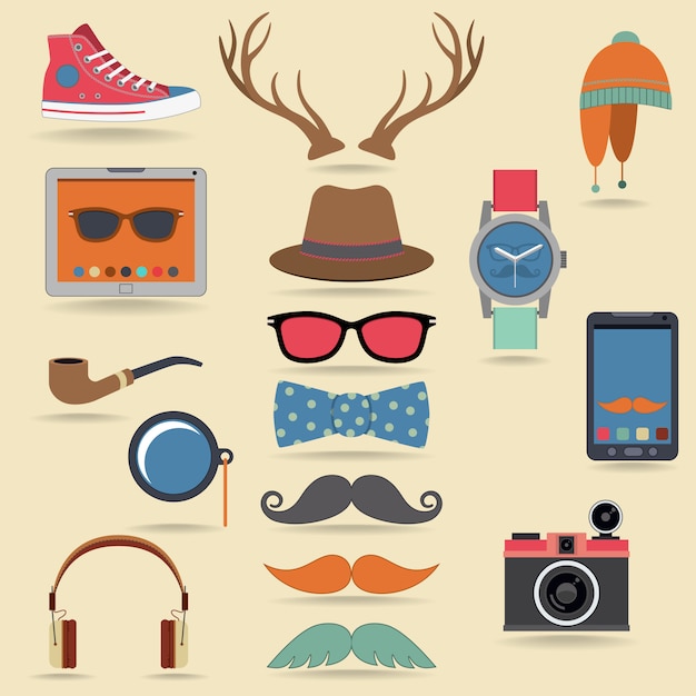 Vector hipster elements set