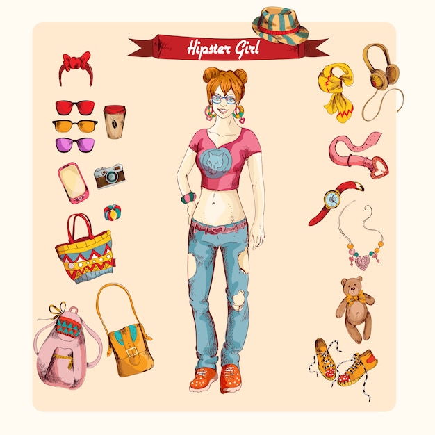 Hipster girl set