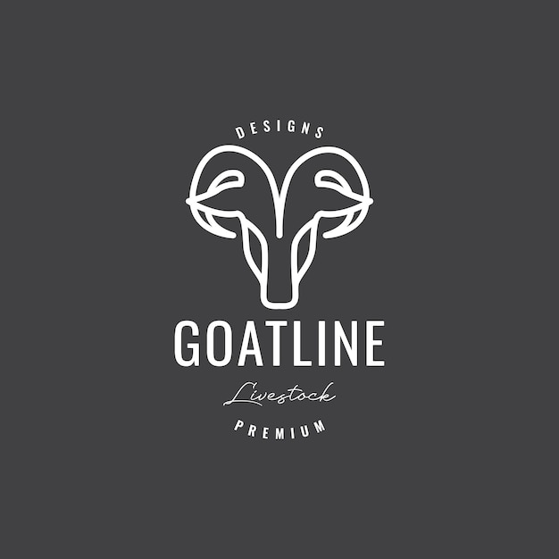 Hipster goat horn lines logo design