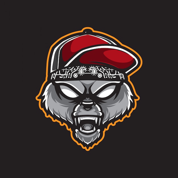 Hipster grizzly head, modello logo orso