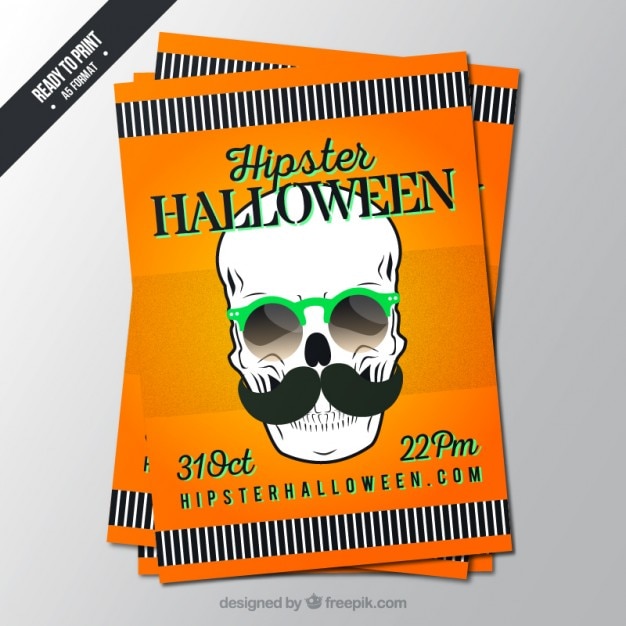 Vector hipster halloween party flyer