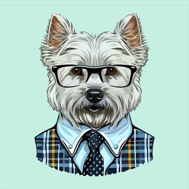 Hipster hond dier met bril en hoed vector illustratie