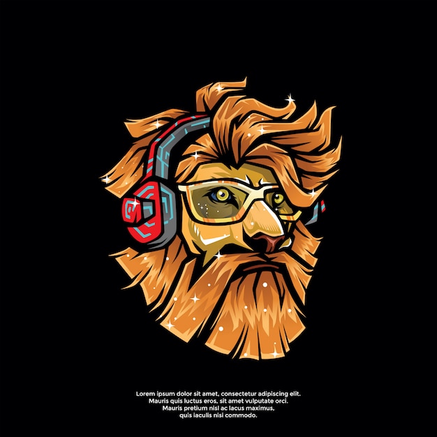 Modello di logo leone hipster