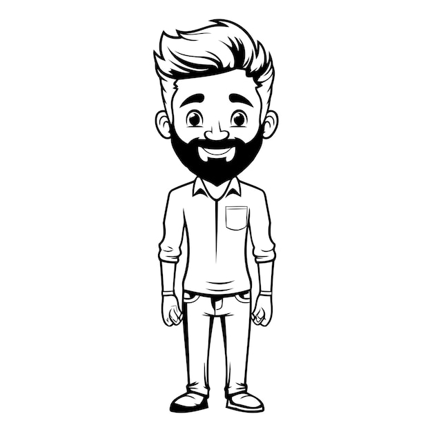 Hipster man cartoon met baard en snor vector illustratie grafisch ontwerp