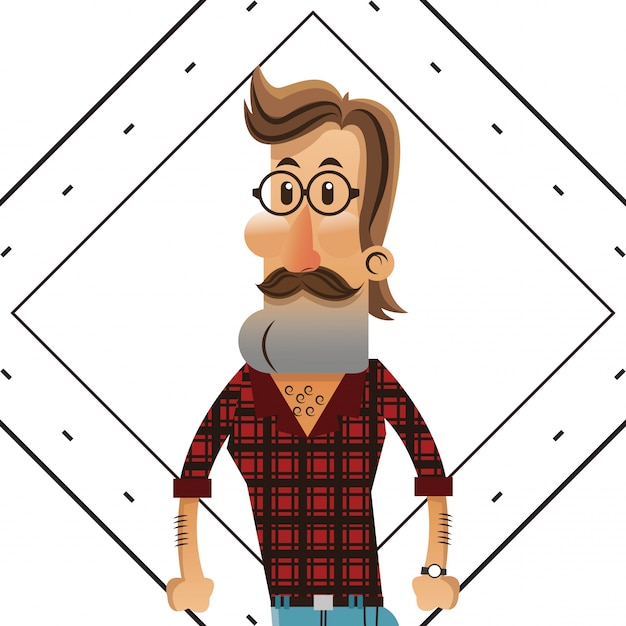 Vector hipster man cartoon