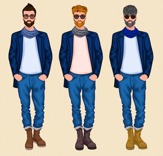 Hipster man character set