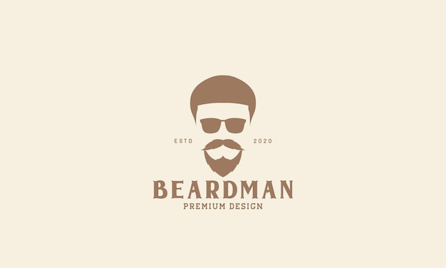 Hipster man hoofd baard met zonnebril logo symbool pictogram vector grafische ontwerp illustratie