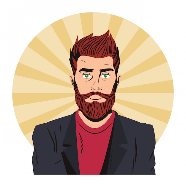 Vector hipster man popart cartoon