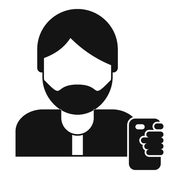 Hipster man take selfie icon Simple illustration of hipster man take selfie vector icon for web design isolated on white background