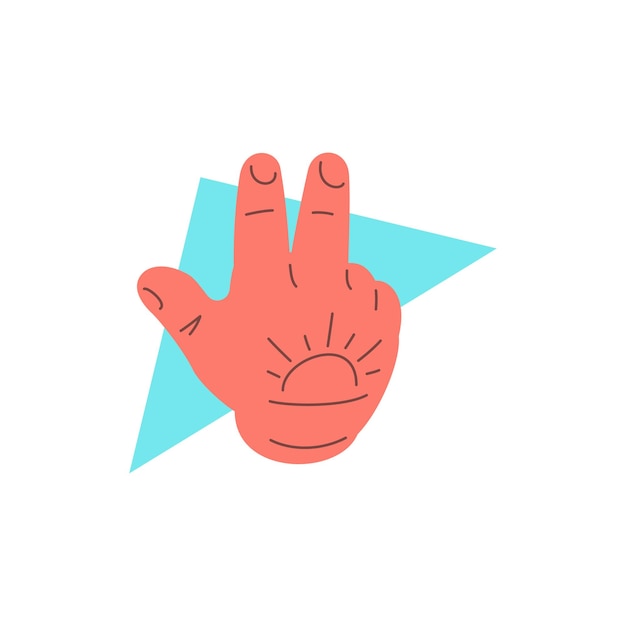 Hipster mannelijke hand met drie twee vingers vrede overwinning gebaar icoon vector plat illustratie