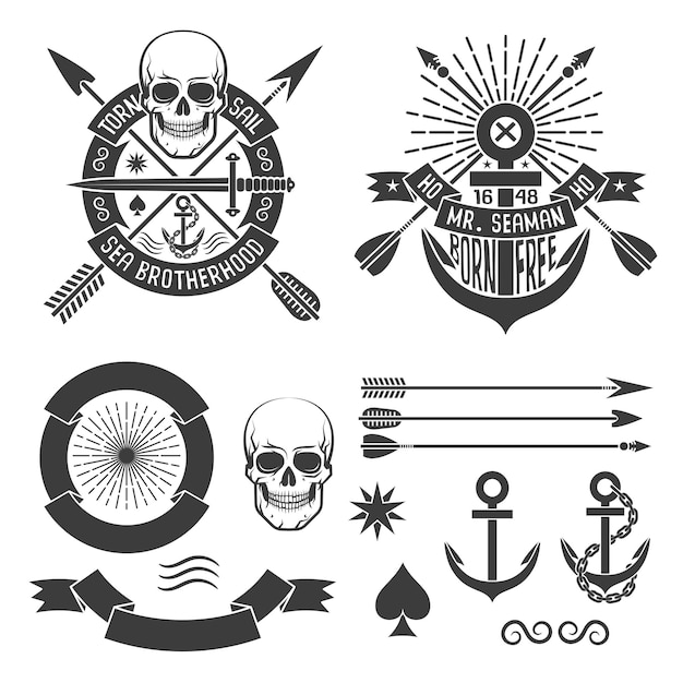 Vector hipster marine-tatoeage