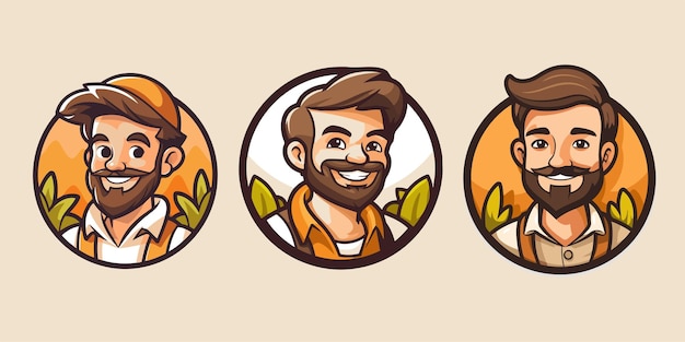 Uomini hipster in cerchio set di avatar illustrazione vettoriale