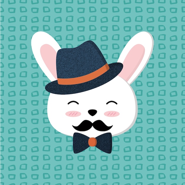 Vector hipster mister bunny kids wall art