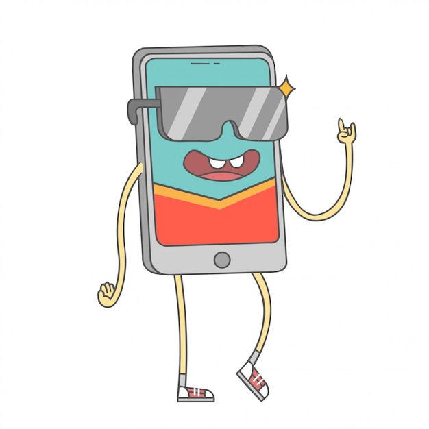 Vector hipster mobile phone character