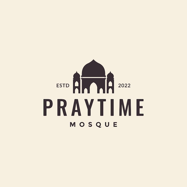 Hipster mosque with dome logo design