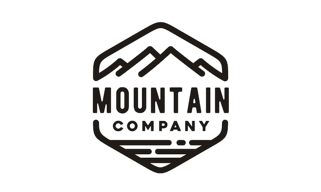 Vettore design del logo di hipster mountain sea
