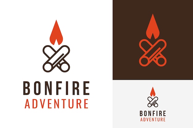 Vector hipster retro bonfire fife log wood forest camping outdoor adventure logo design branding template