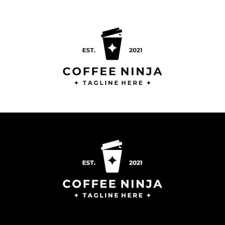 Hipster Retro Coffee Cup-mok met verborgen oog Ninja-logo-ontwerp