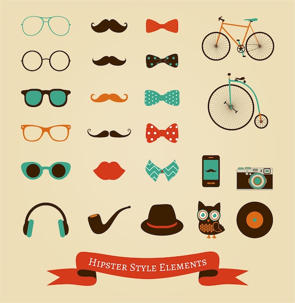 Vector hipster retro vintage icon set