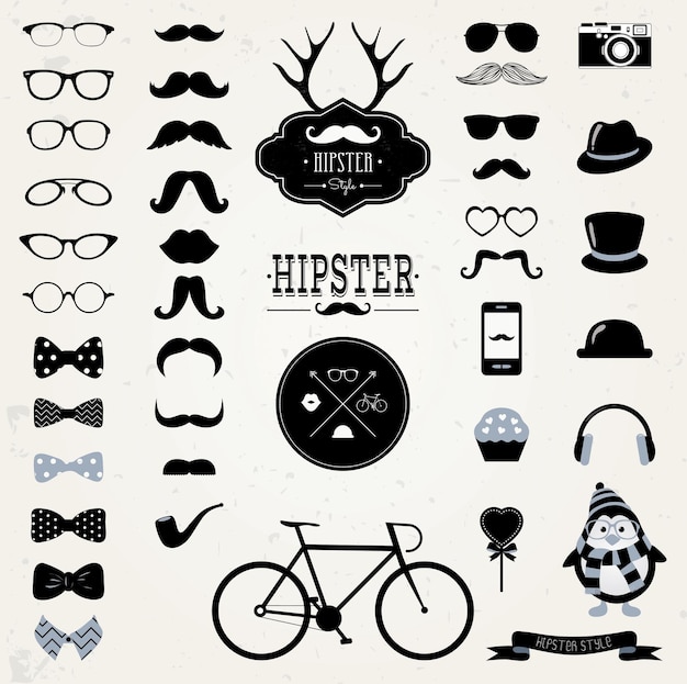 Hipster Retro Vintage Icon Set