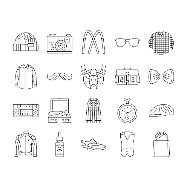 Hipster retro vintage old style icons set vector